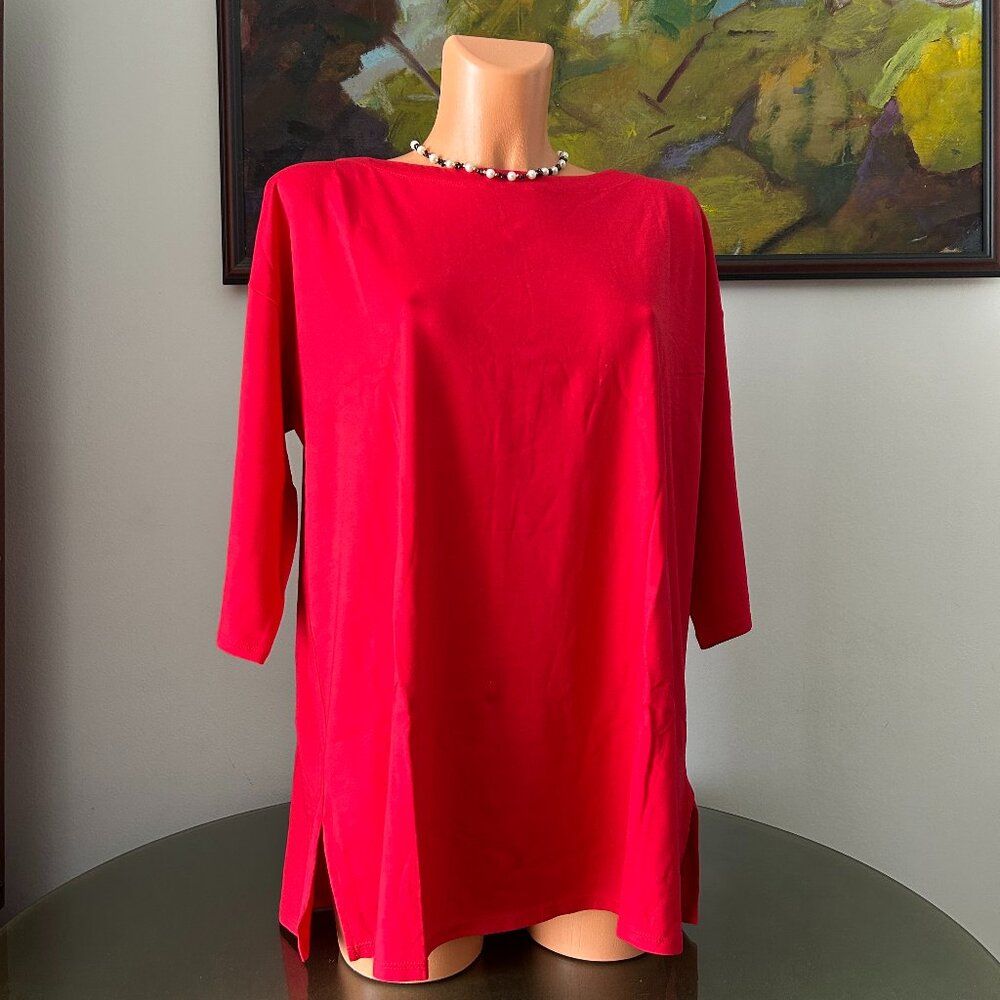 J. Jill NWT Red Luxe Supima Pleat-Back Tunic